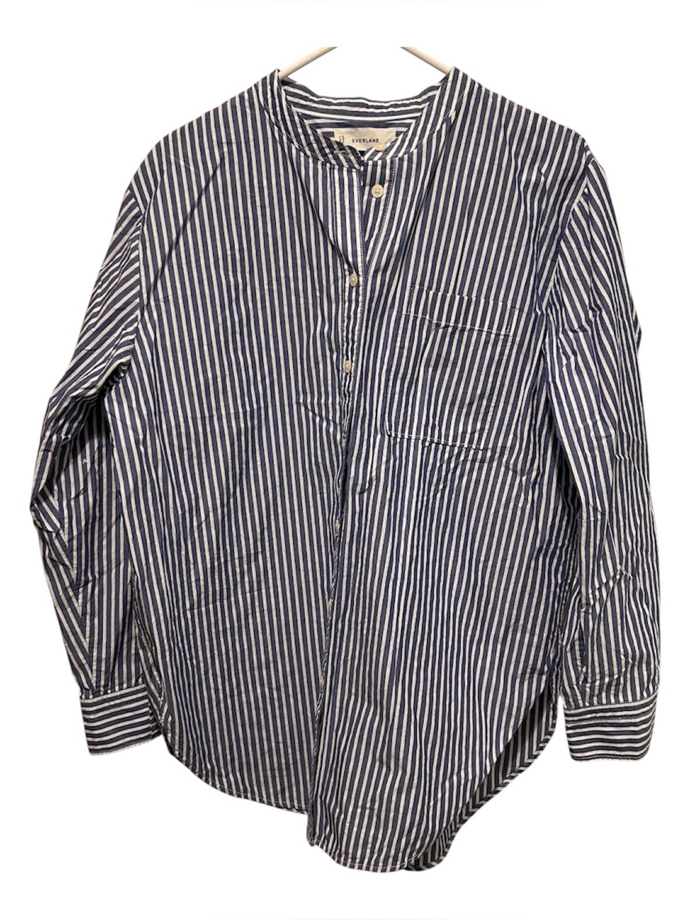 Everlane Oversized Shirt Ultrasoft Cotton White Blue Women’s Size Large